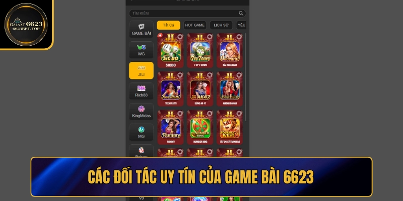 Các đối tác uy tín cung cấp game đánh bài đặc sắc
